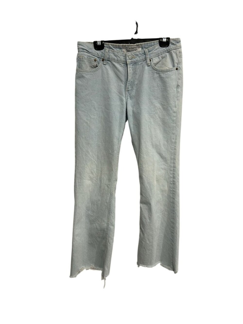 H&M 8 Light Wash 90's Flare Jeans Raw Hem Sustainable Minimalism Retro